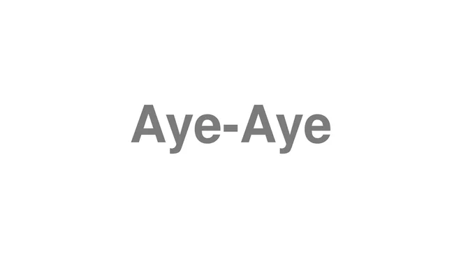 How to Pronounce Aye-Aye